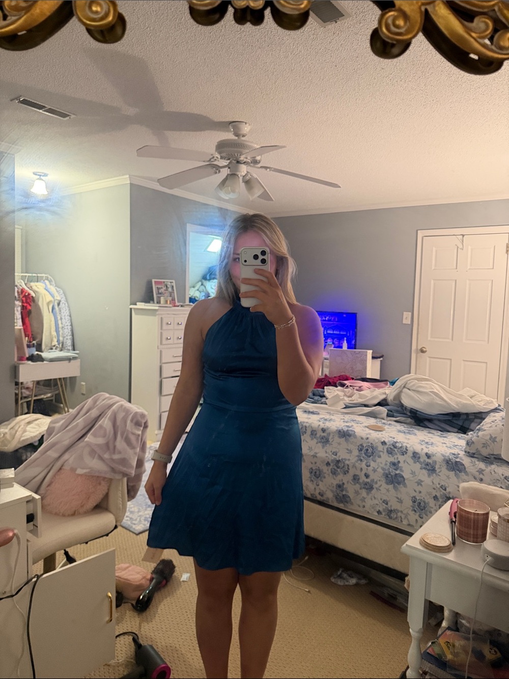 SHEIN Teal Halter Mini Dress